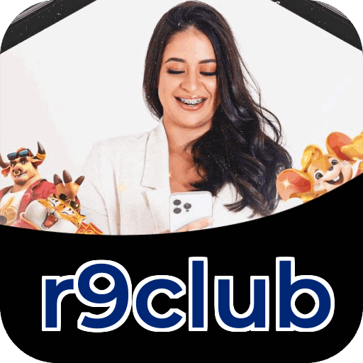 Plataforma r9club mostrando interface moderna, jogos certificados e recursos de segurança licenciados